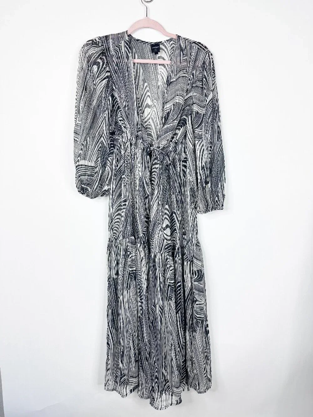 2/$30 Express Metallic Zebra Stripes Cover-up Ecru Black Small/ Medium #A1939